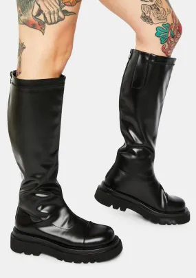 Lower Ground Knee High Combat Boots