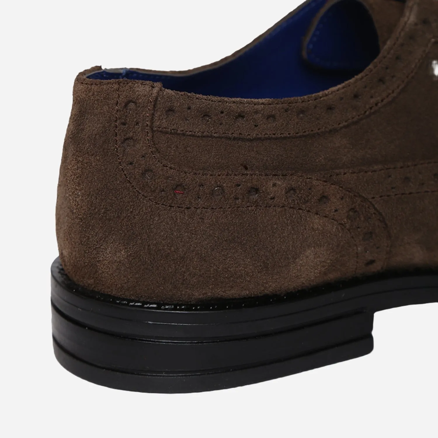 Masabih Suede Leather Brown Derby Laceup Shoes For Men