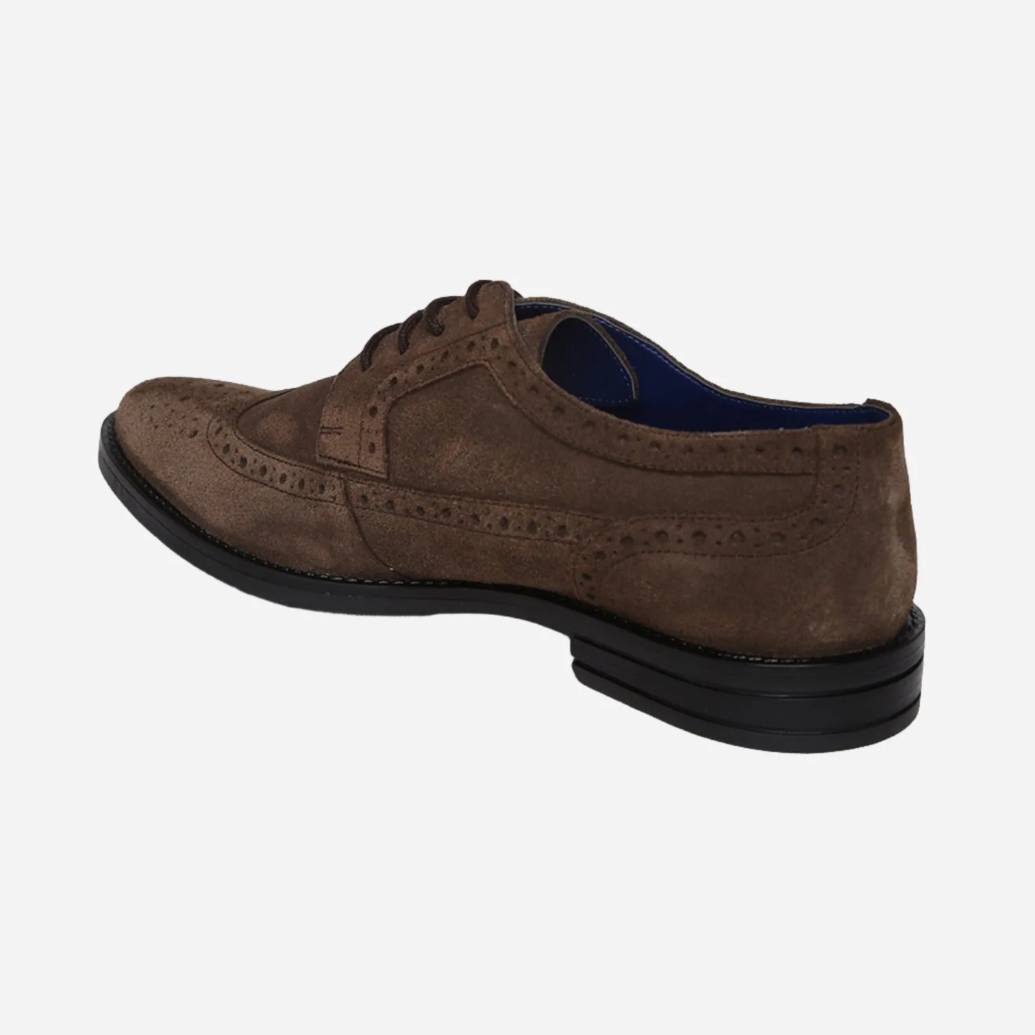 Masabih Suede Leather Brown Derby Laceup Shoes For Men