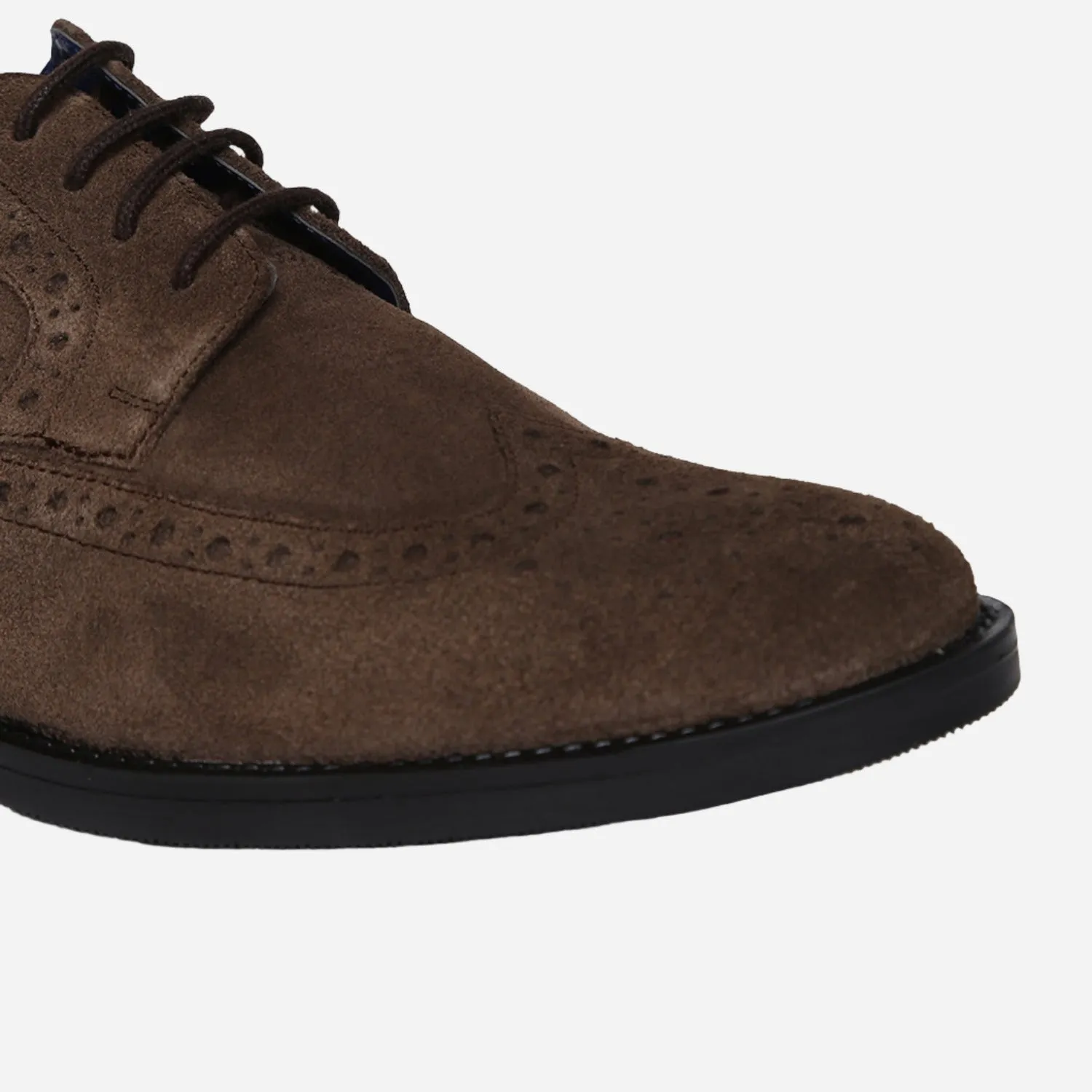 Masabih Suede Leather Brown Derby Laceup Shoes For Men