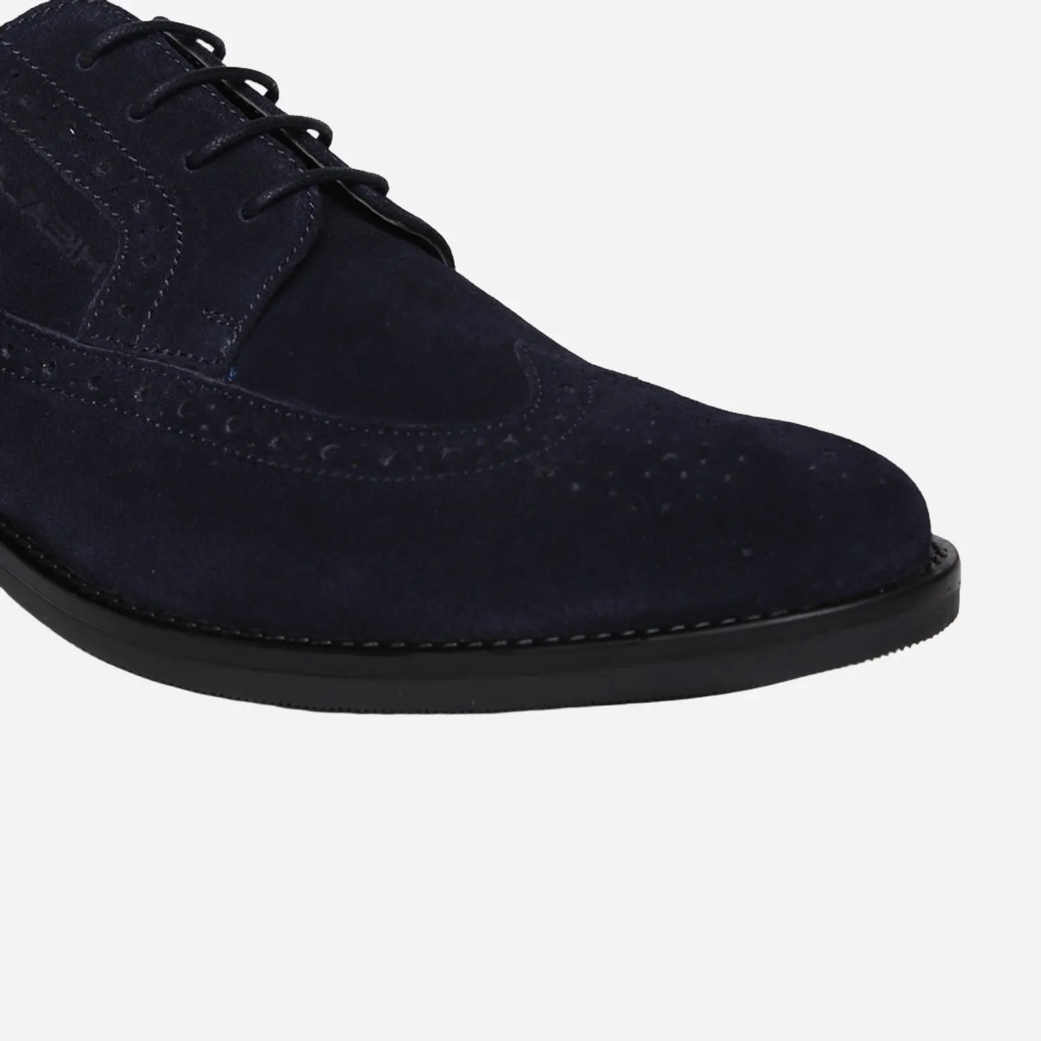 Masabih Suede Leather Navy Derby Laceup Shoes For Men
