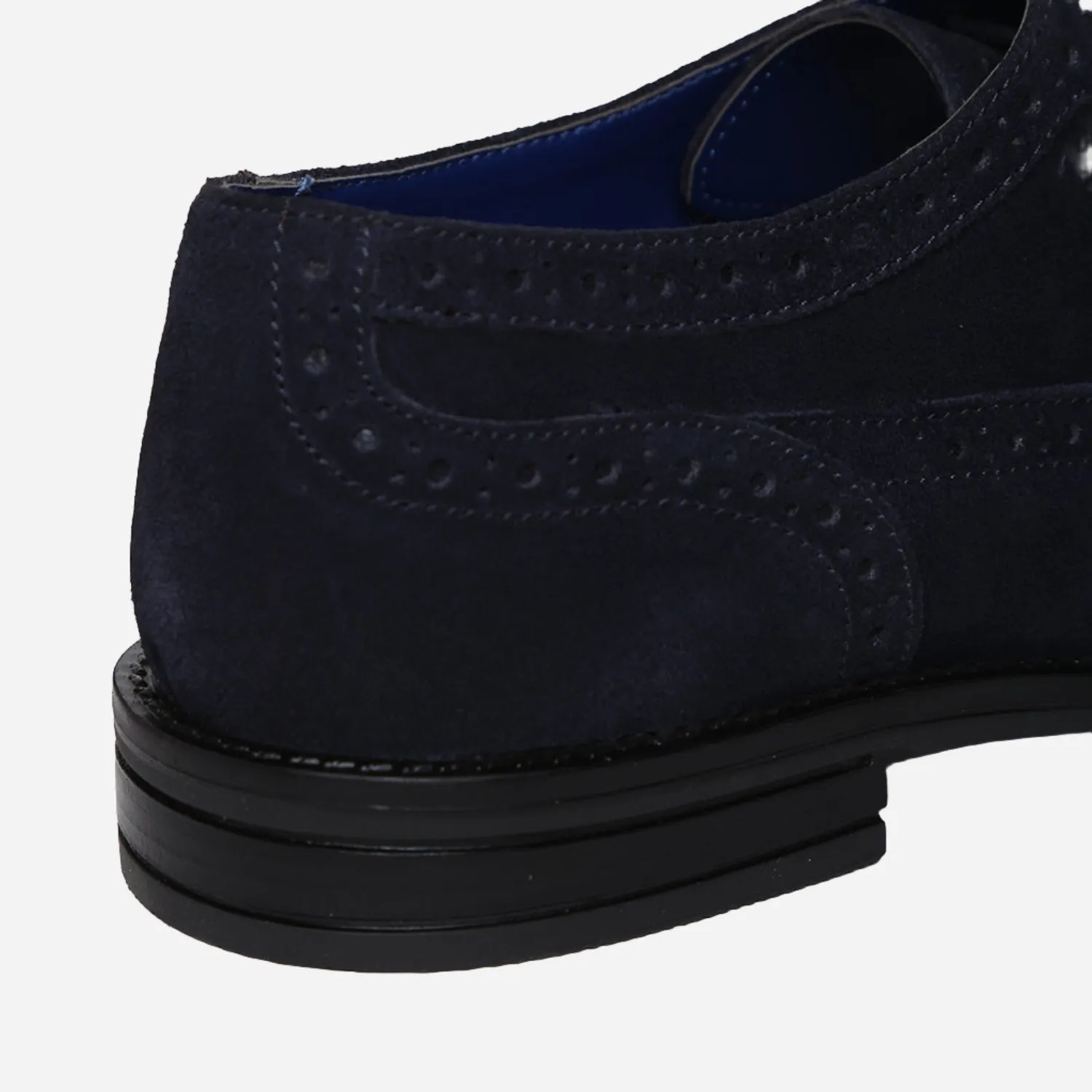 Masabih Suede Leather Navy Derby Laceup Shoes For Men