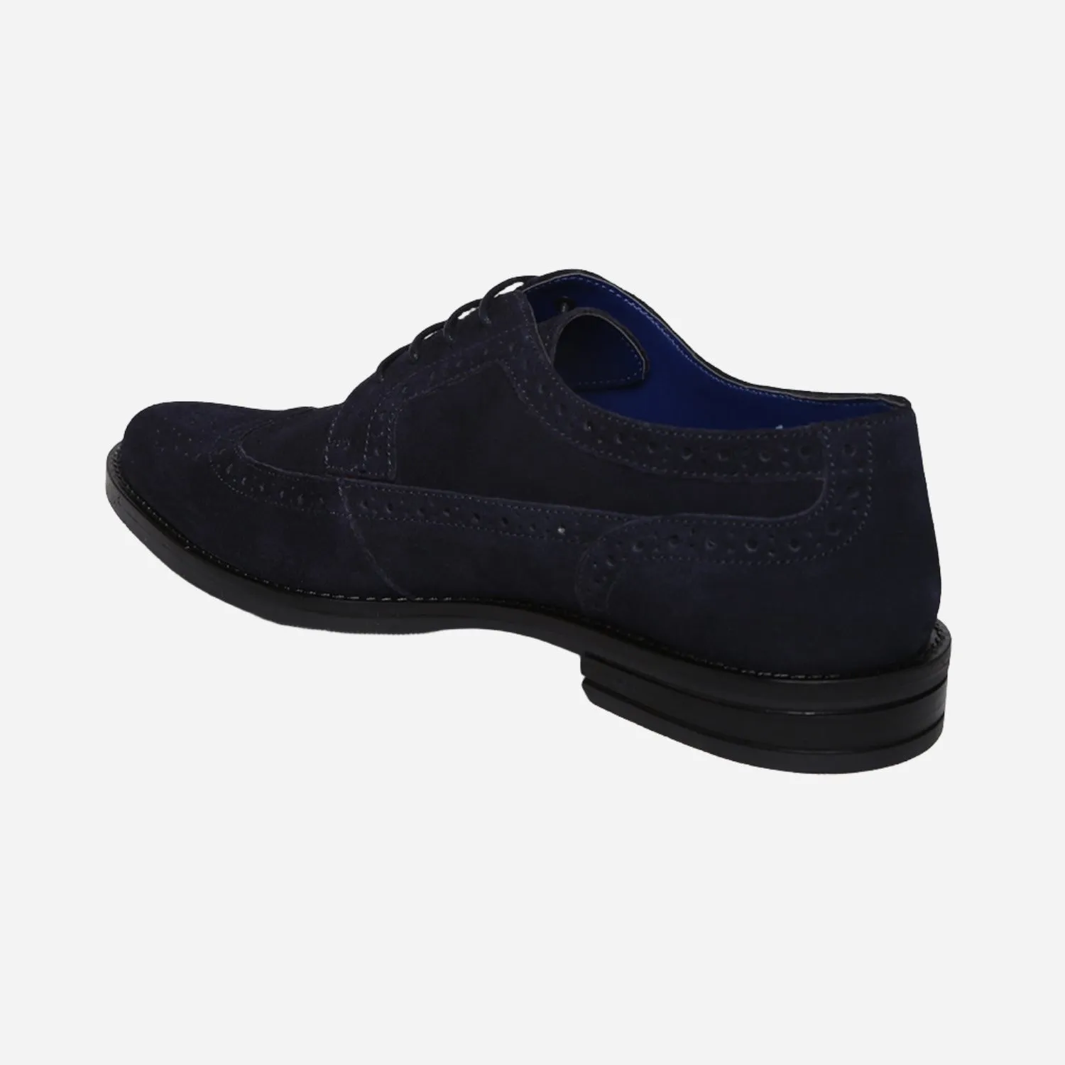 Masabih Suede Leather Navy Derby Laceup Shoes For Men