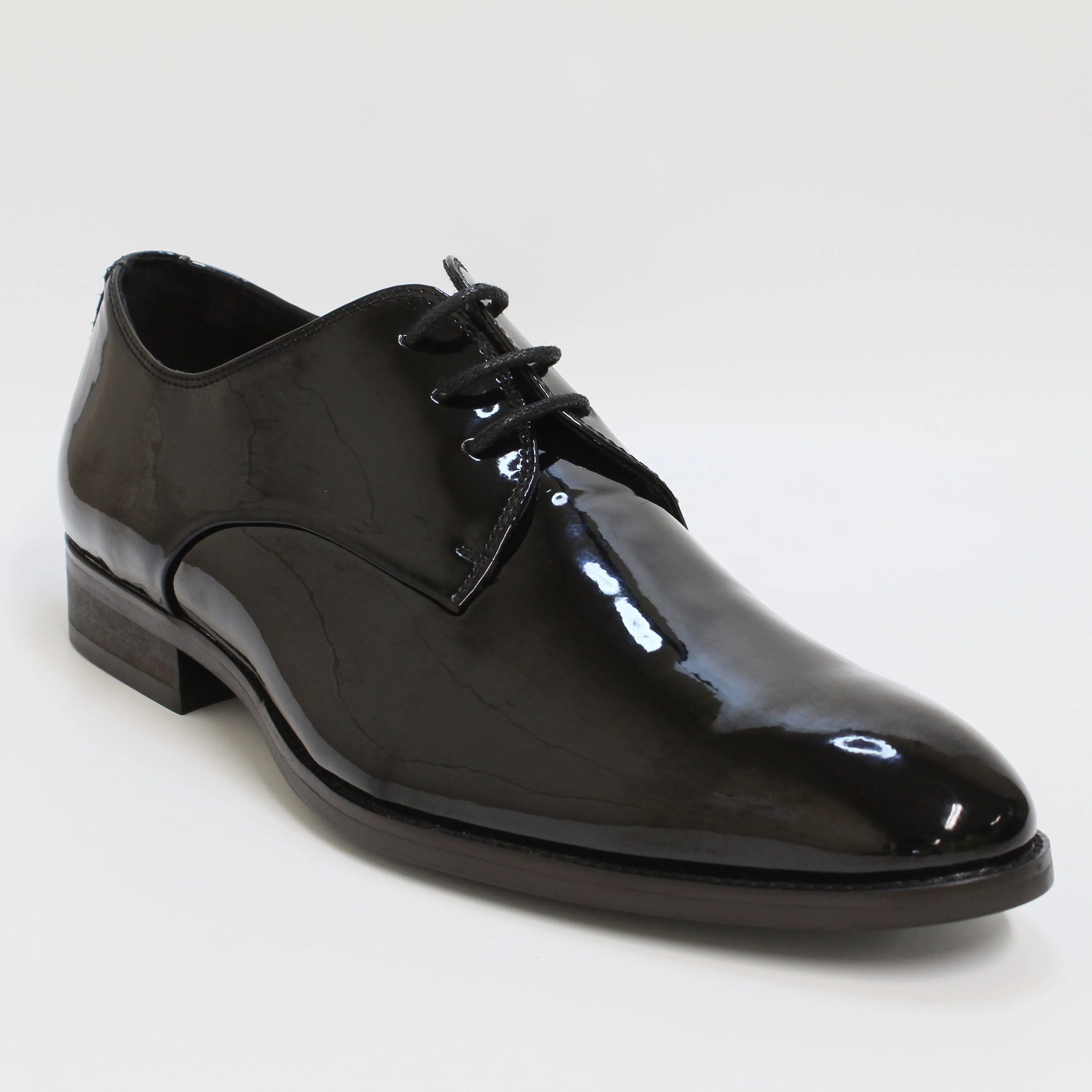 Mens Office Marsden 3 Eye Patent Derby Shoes Black Patent
