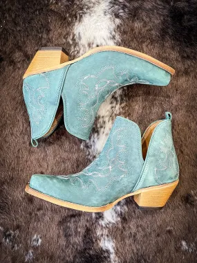 Myra Bag - Maisie Stitched Leather Booties in Turquoise