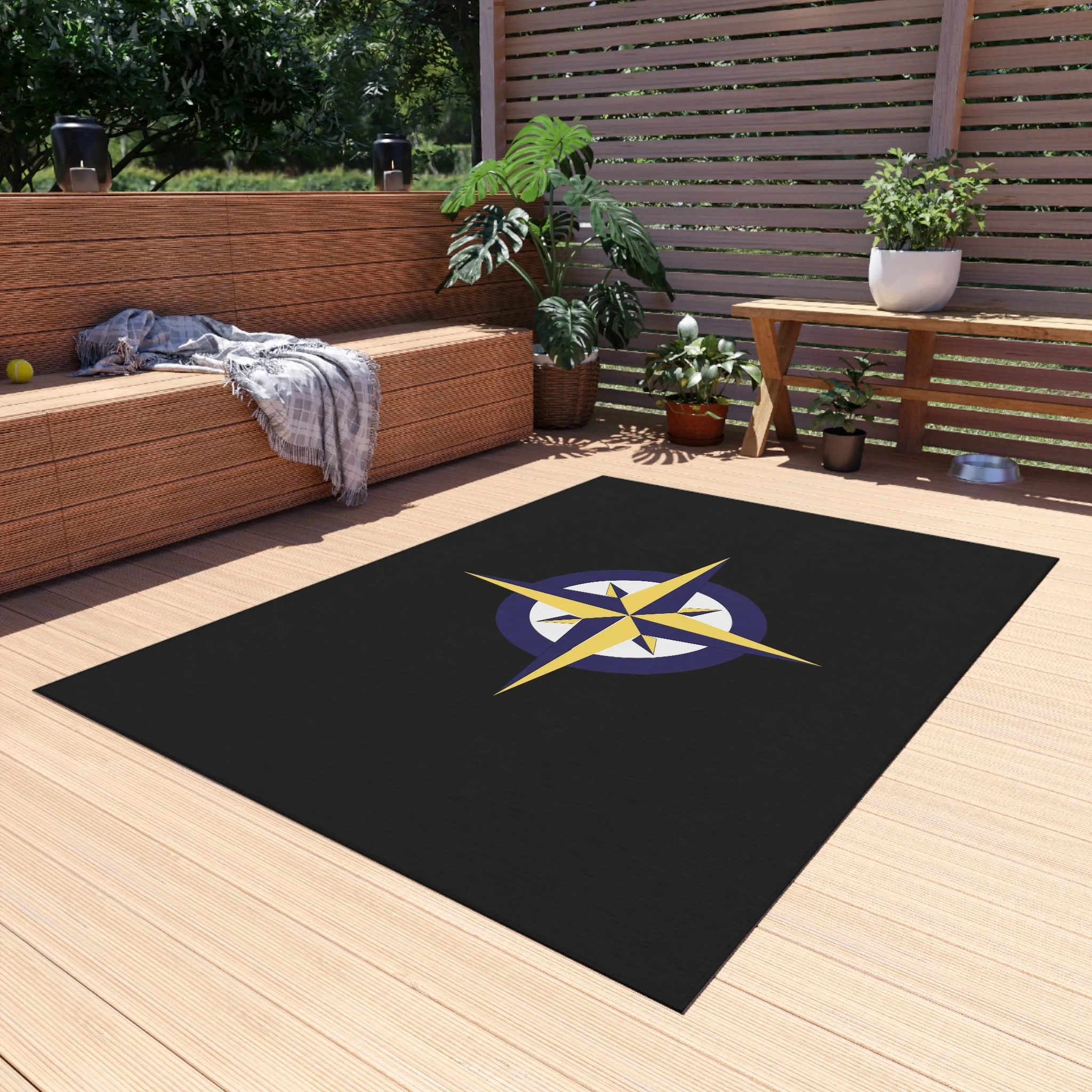 Nautical Compass Outdoor Rug, Cockpit Rug