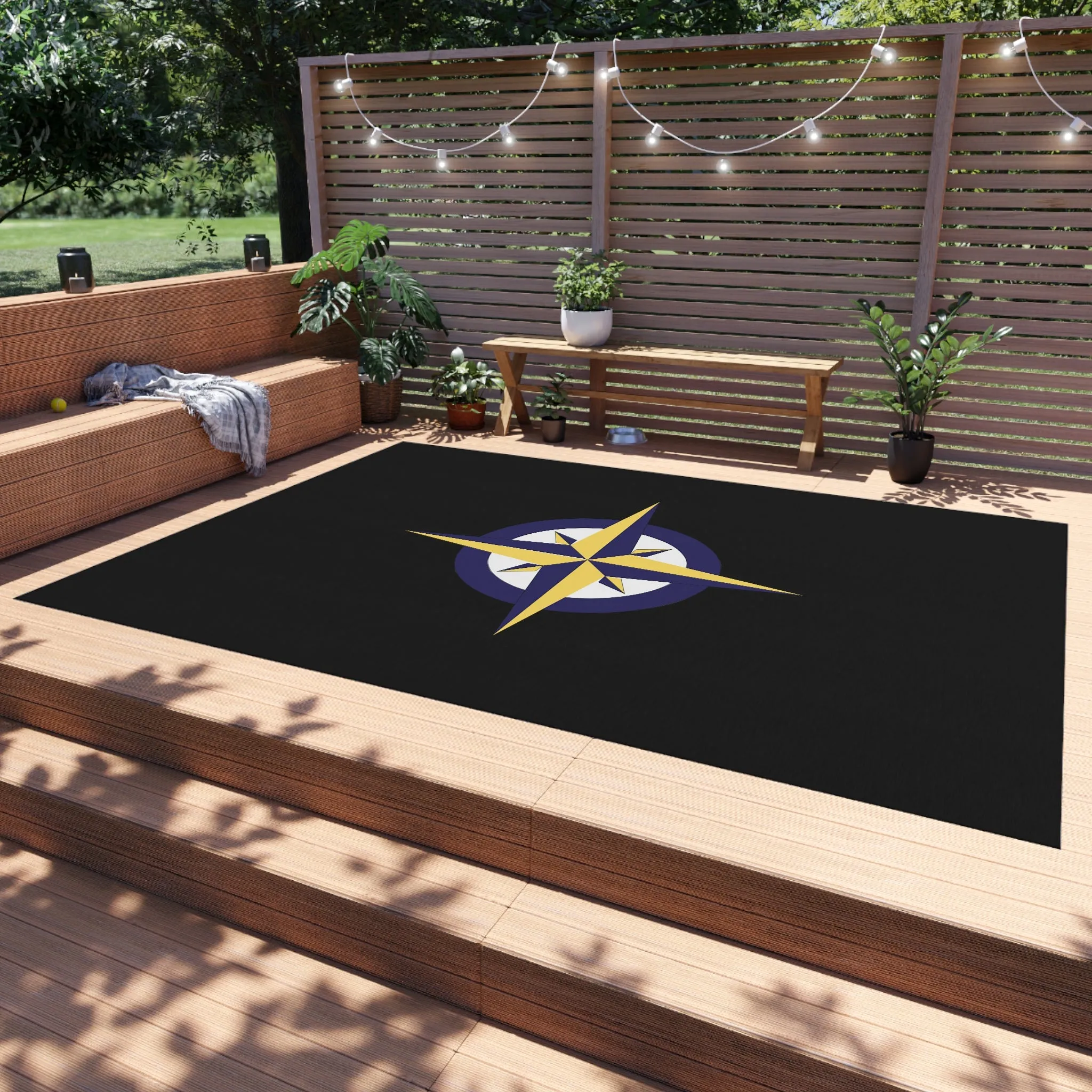 Nautical Compass Outdoor Rug, Cockpit Rug