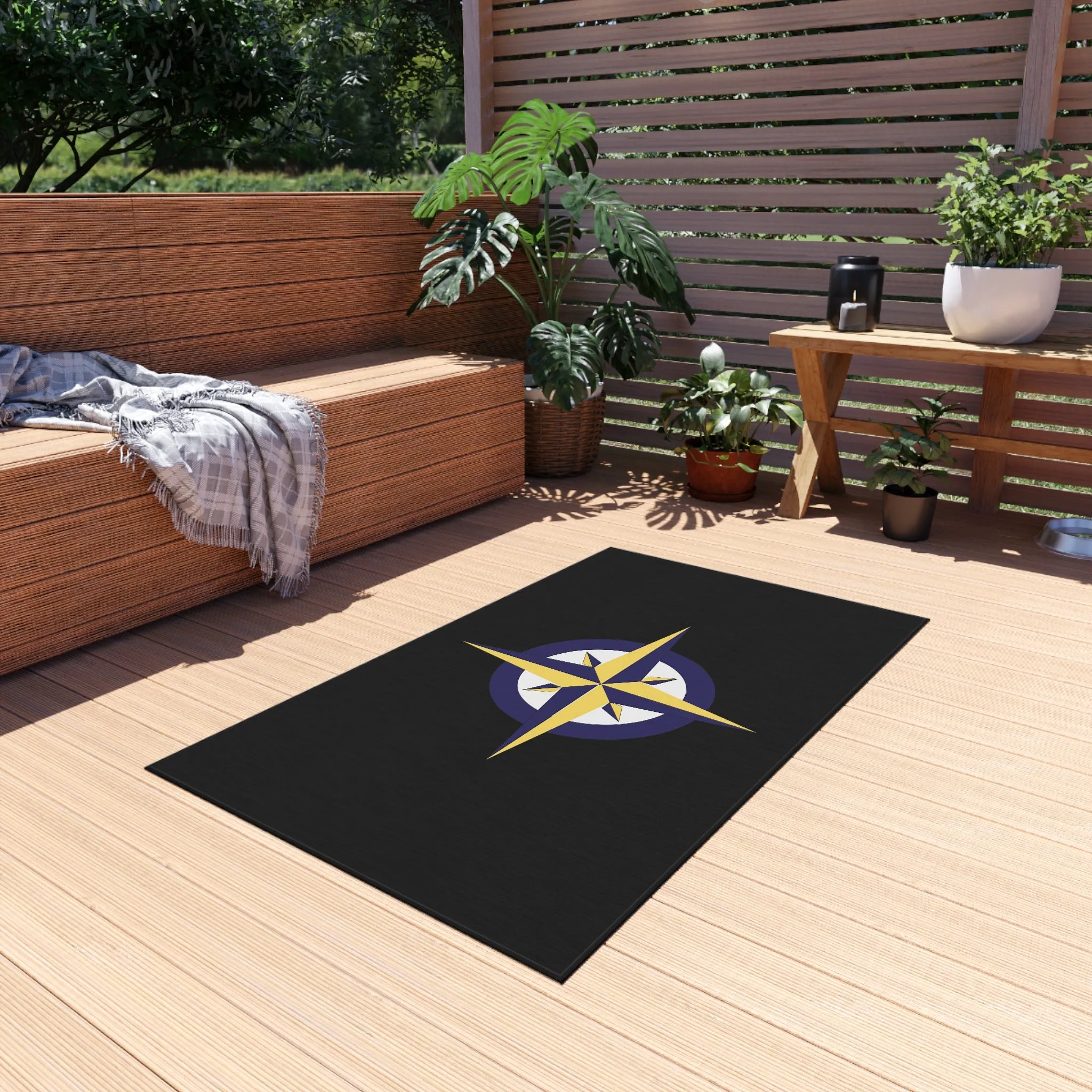 Nautical Compass Outdoor Rug, Cockpit Rug
