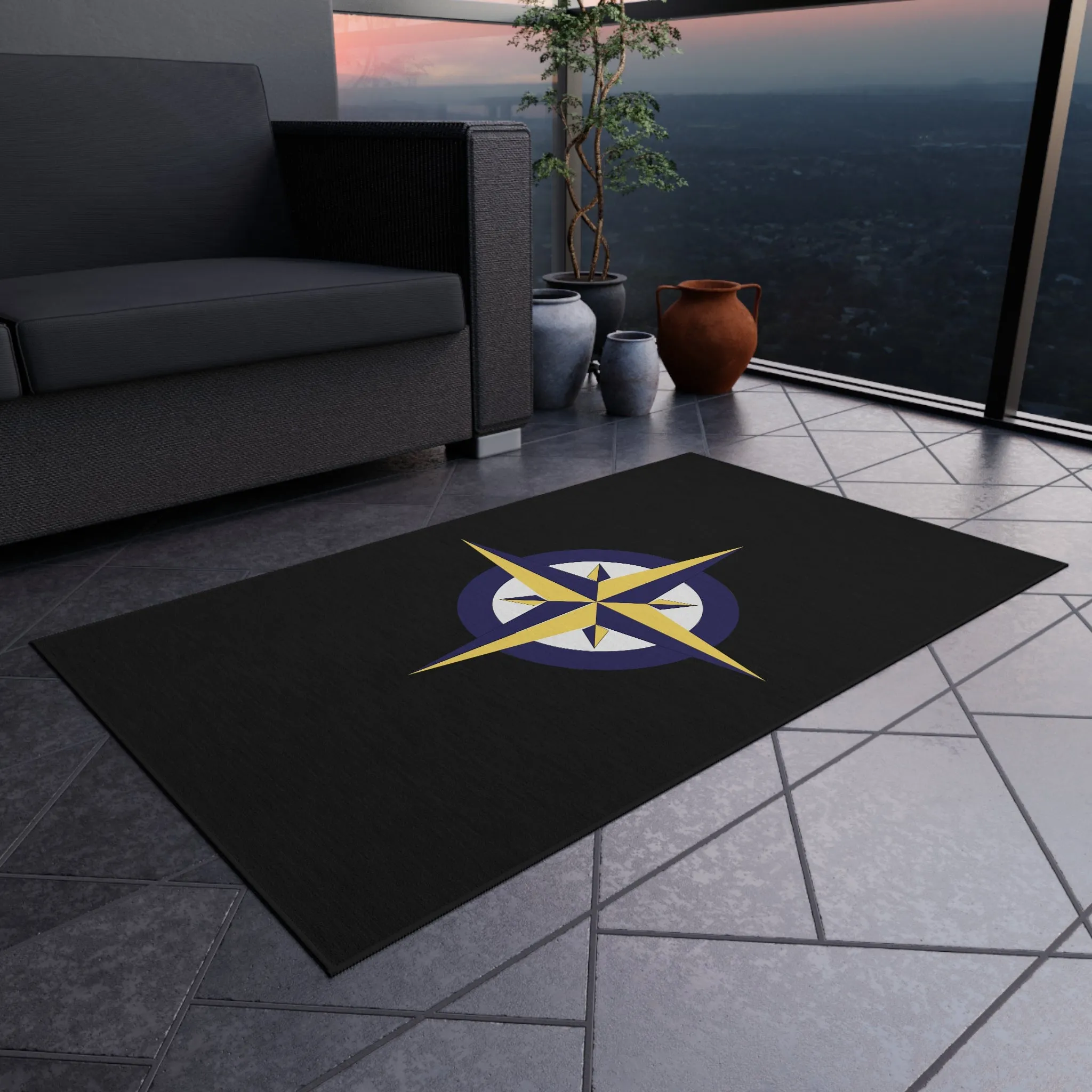 Nautical Compass Outdoor Rug, Cockpit Rug