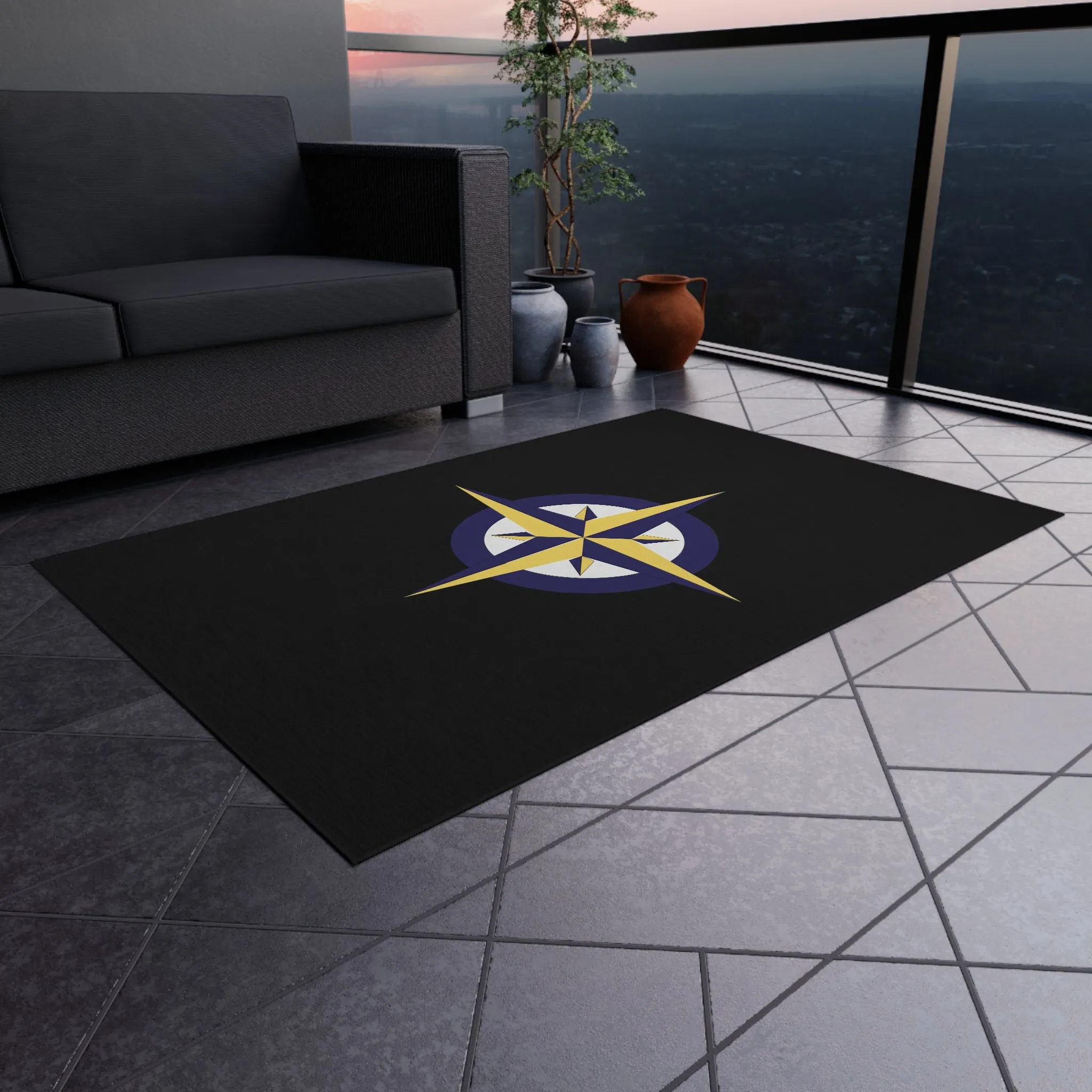 Nautical Compass Outdoor Rug, Cockpit Rug