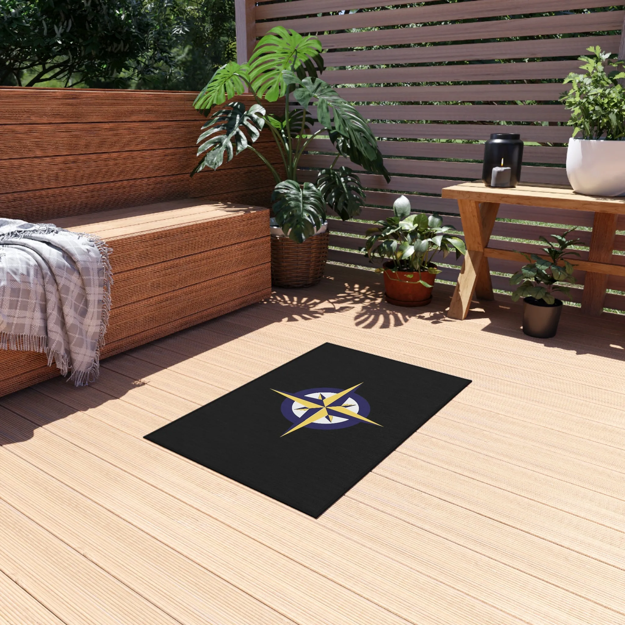Nautical Compass Outdoor Rug, Cockpit Rug