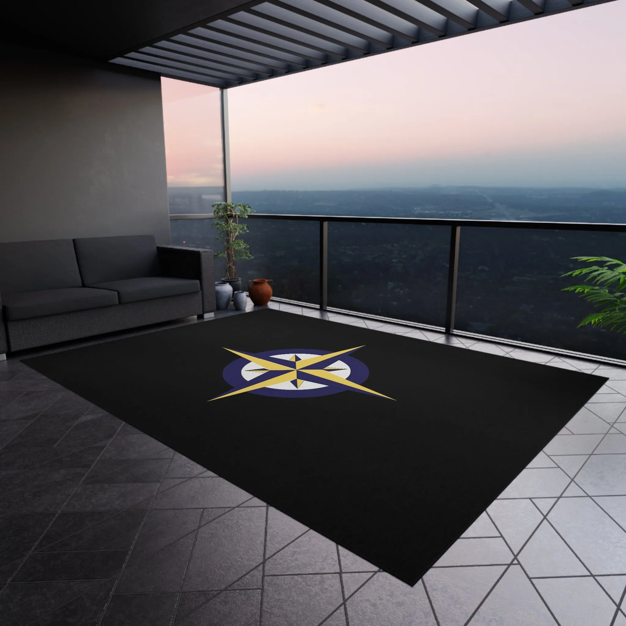 Nautical Compass Outdoor Rug, Cockpit Rug