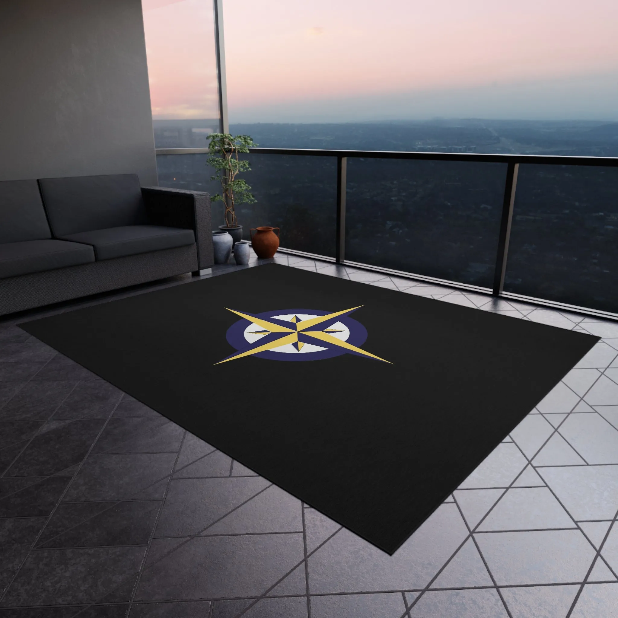 Nautical Compass Outdoor Rug, Cockpit Rug