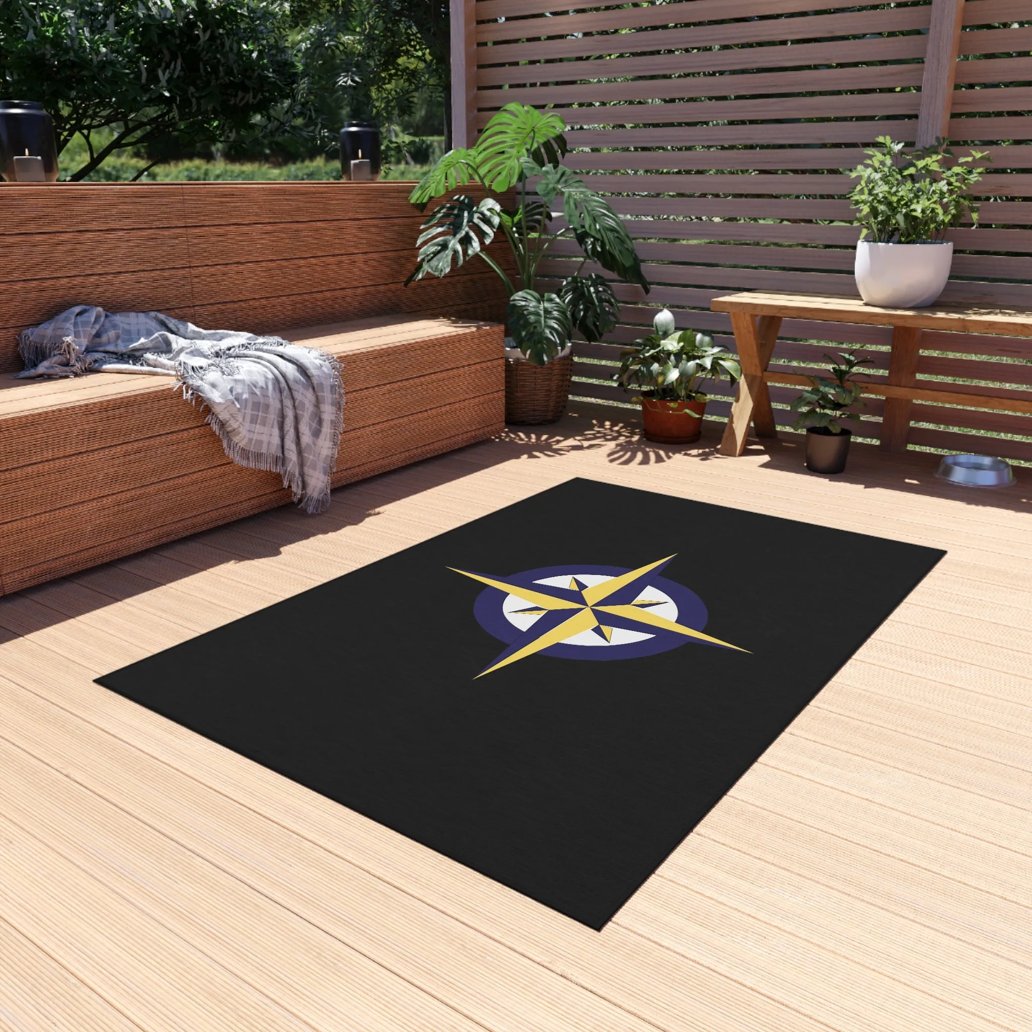 Nautical Compass Outdoor Rug, Cockpit Rug