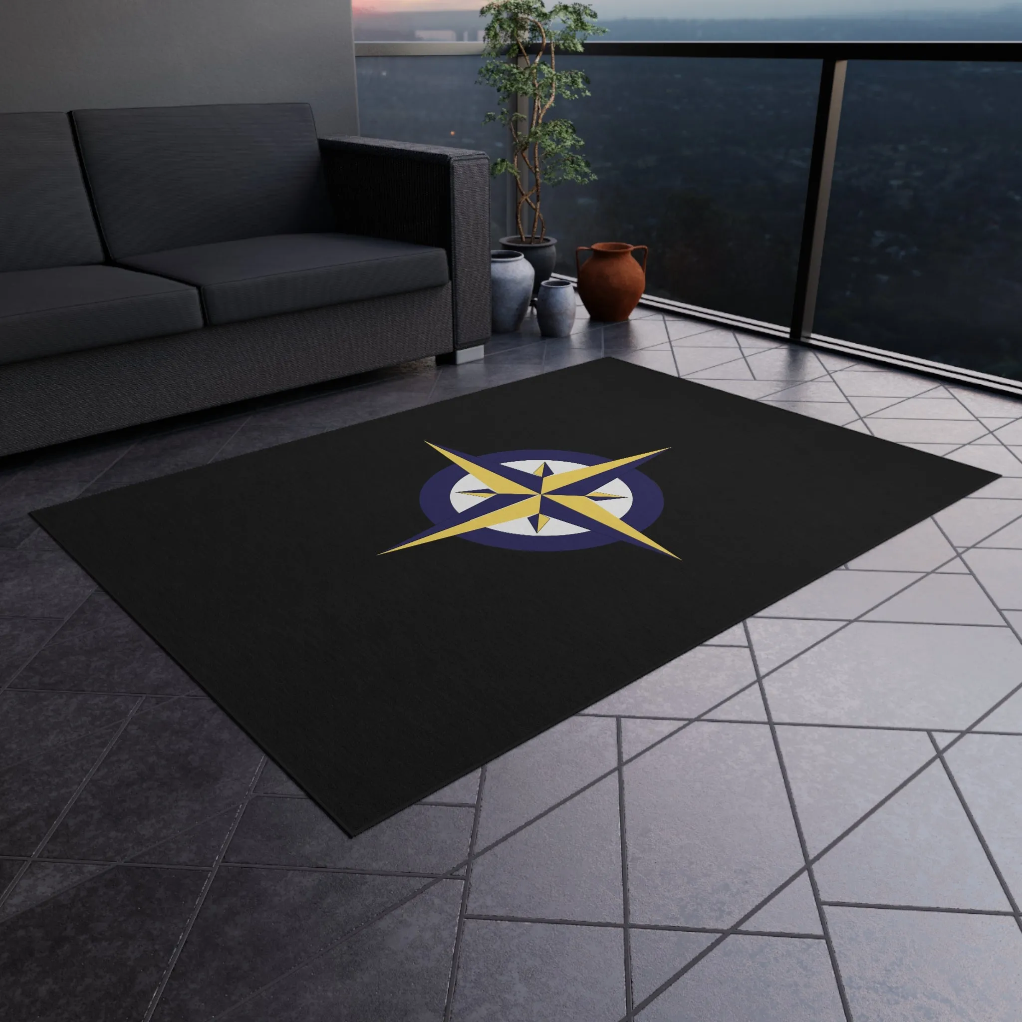 Nautical Compass Outdoor Rug, Cockpit Rug
