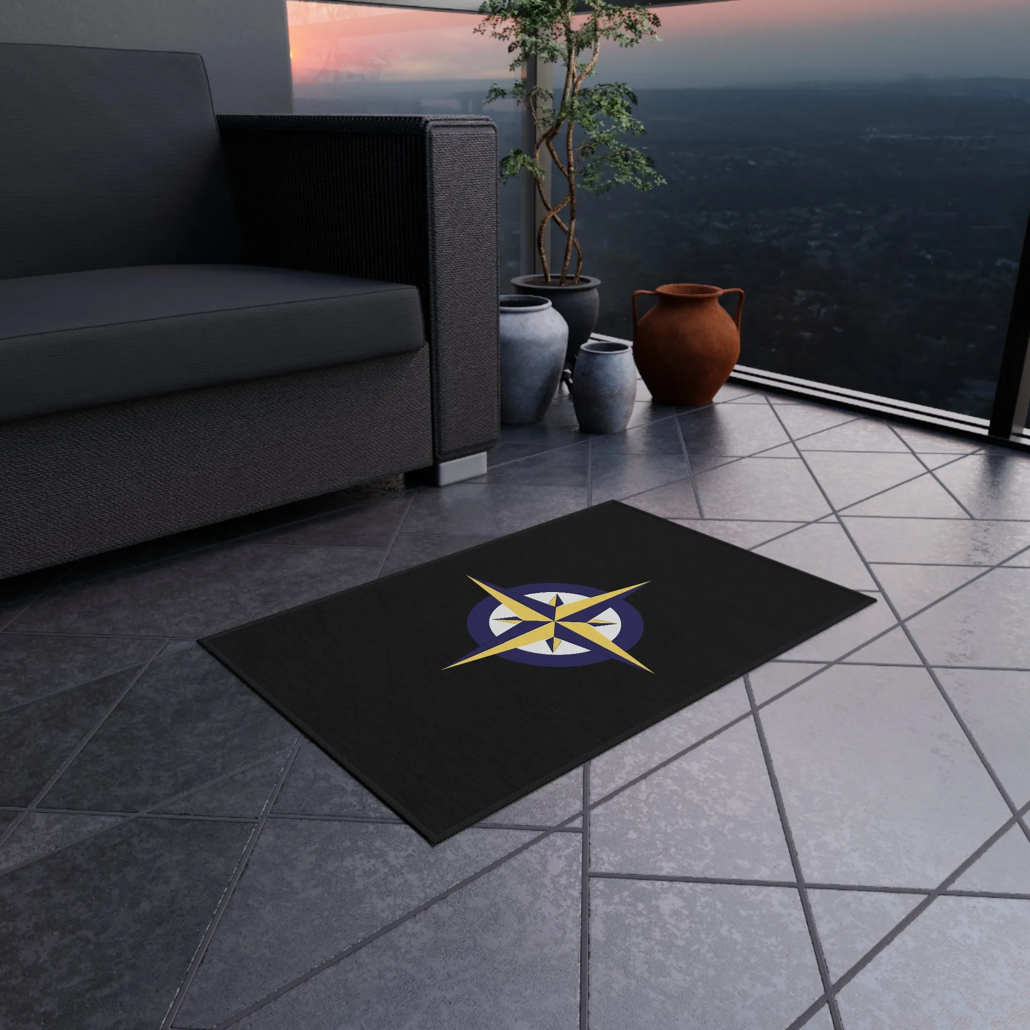 Nautical Compass Outdoor Rug, Cockpit Rug