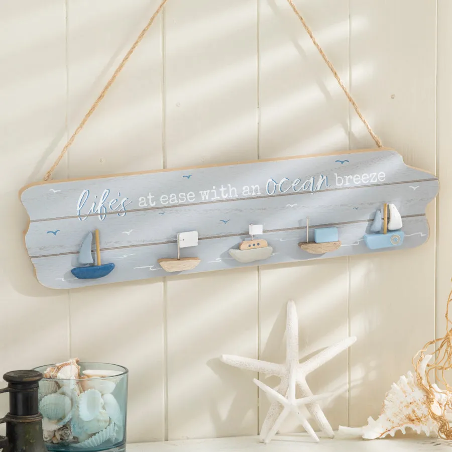 Nautical Ocean Breeze Plaque with Boats and Seagull Design