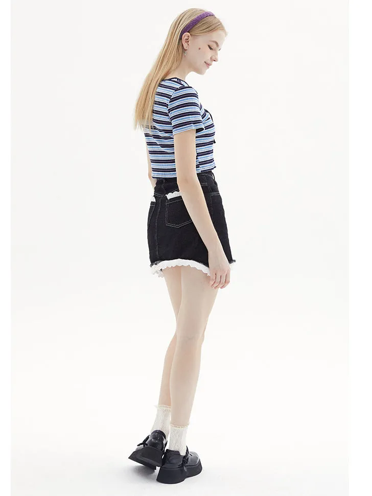 Nvuvu Striped Drawstring Square-Neck Tank Top