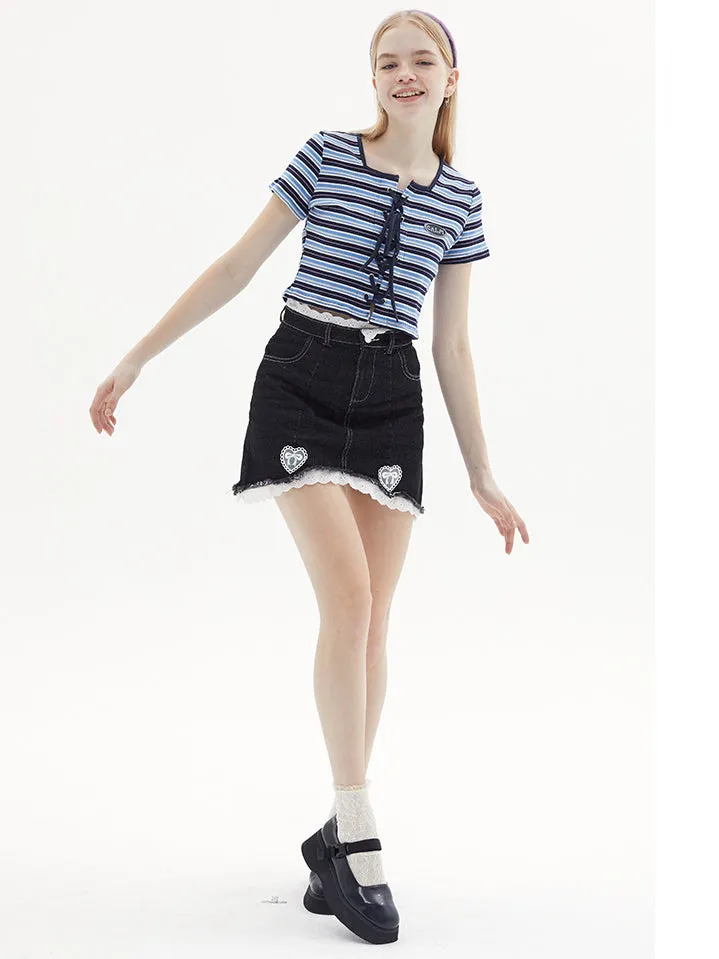 Nvuvu Striped Drawstring Square-Neck Tank Top