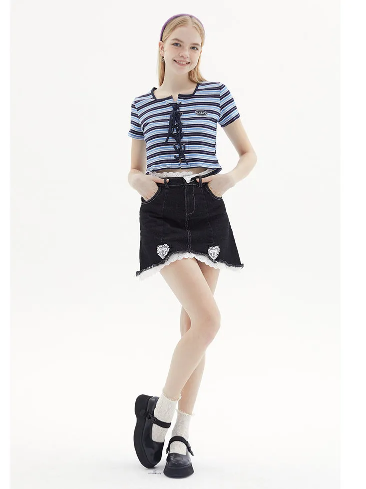 Nvuvu Striped Drawstring Square-Neck Tank Top