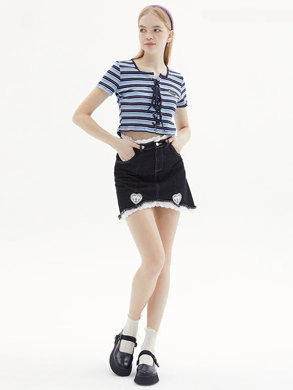 Nvuvu Striped Drawstring Square-Neck Tank Top