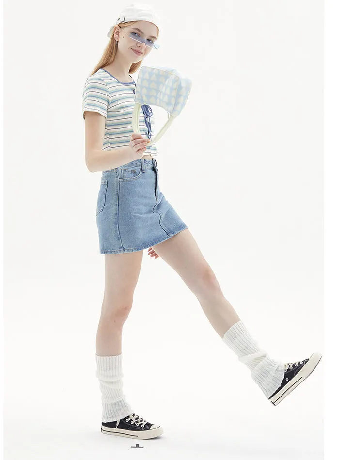 Nvuvu Striped Drawstring Square-Neck Tank Top