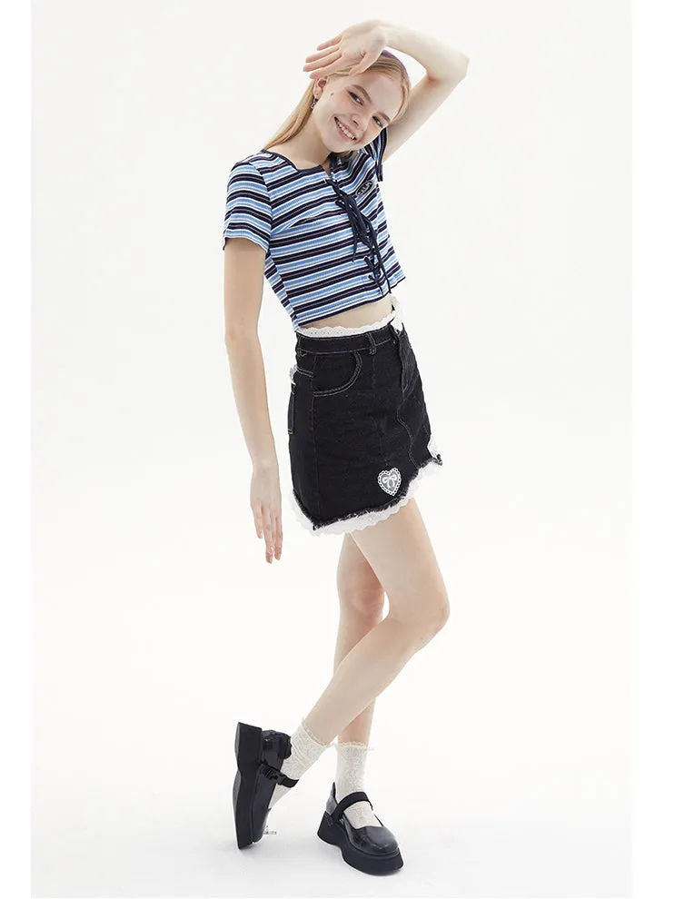 Nvuvu Striped Drawstring Square-Neck Tank Top