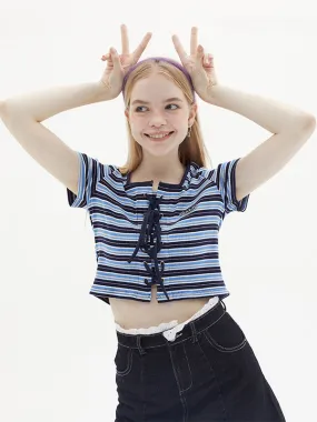 Nvuvu Striped Drawstring Square-Neck Tank Top
