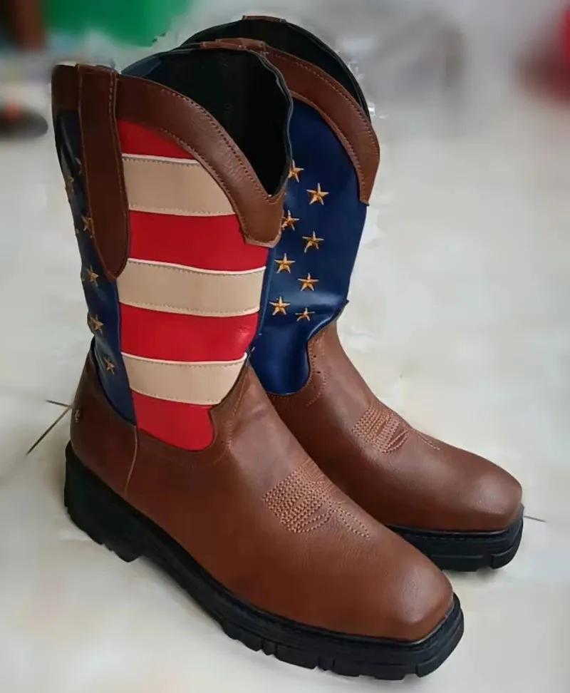 Patriot American flag round toe cowboy boots Durango boots Handmade Boots