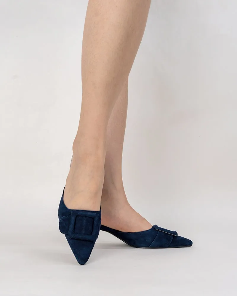Pointed Toe Slides Low Heels Mule Kitten Heel Sandals