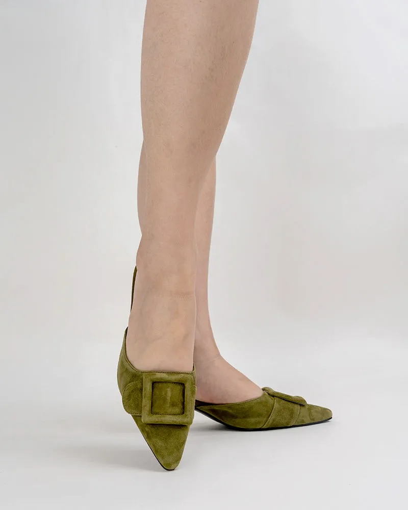 Pointed Toe Slides Low Heels Mule Kitten Heel Sandals