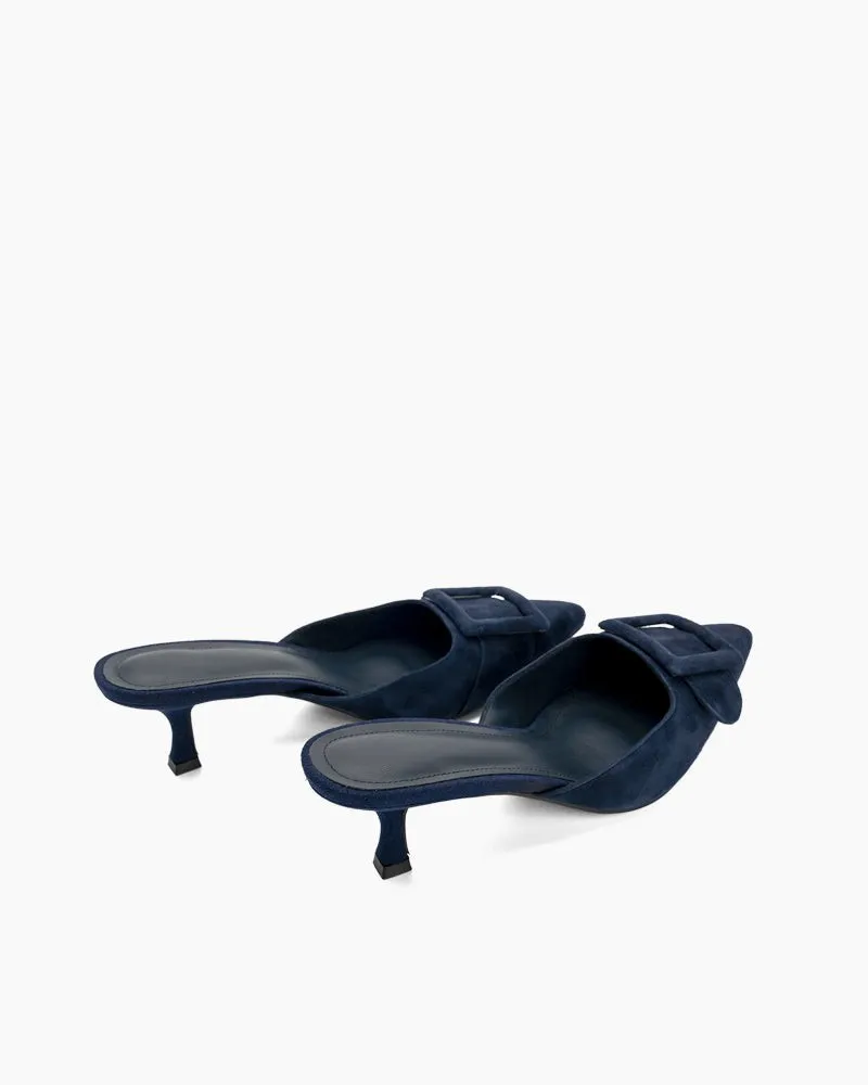 Pointed Toe Slides Low Heels Mule Kitten Heel Sandals