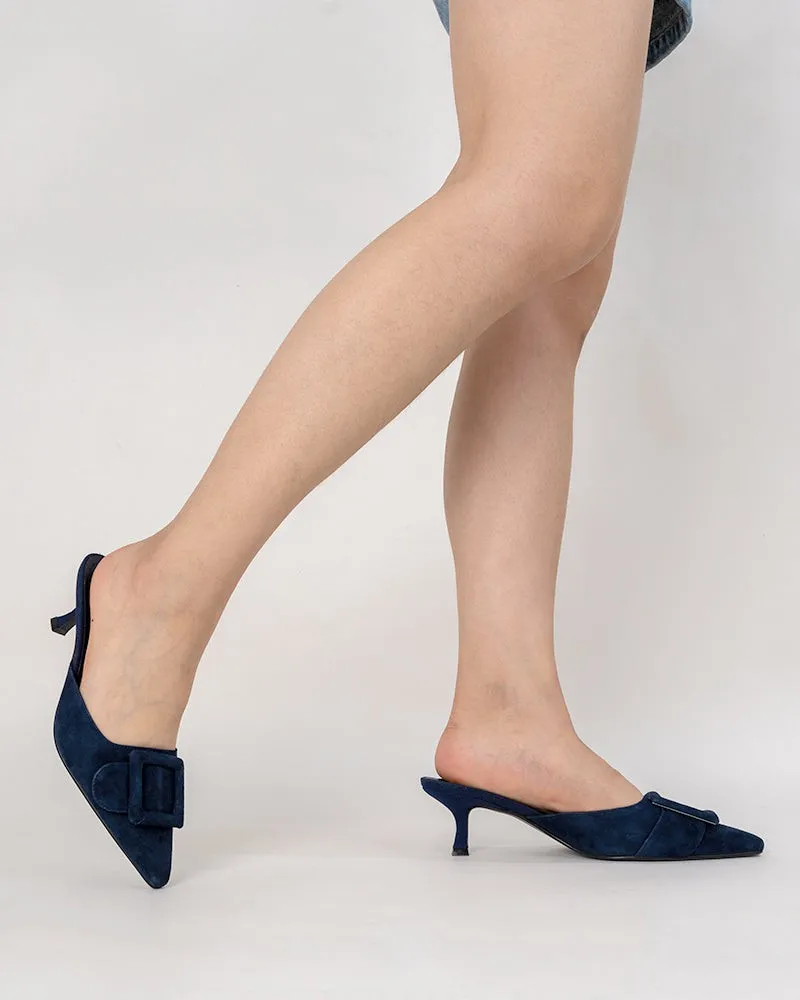 Pointed Toe Slides Low Heels Mule Kitten Heel Sandals