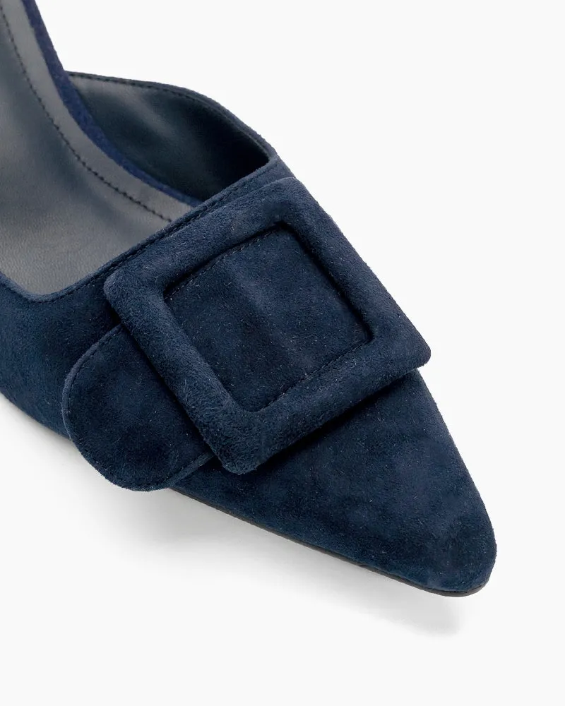 Pointed Toe Slides Low Heels Mule Kitten Heel Sandals