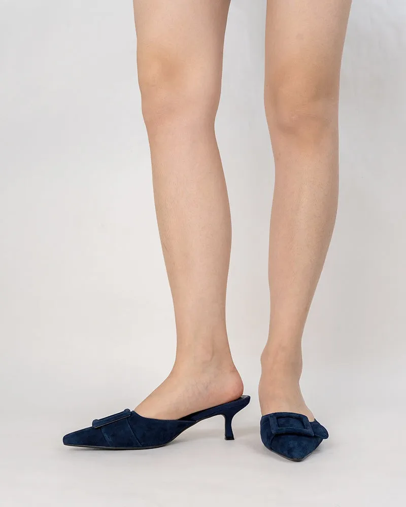 Pointed Toe Slides Low Heels Mule Kitten Heel Sandals