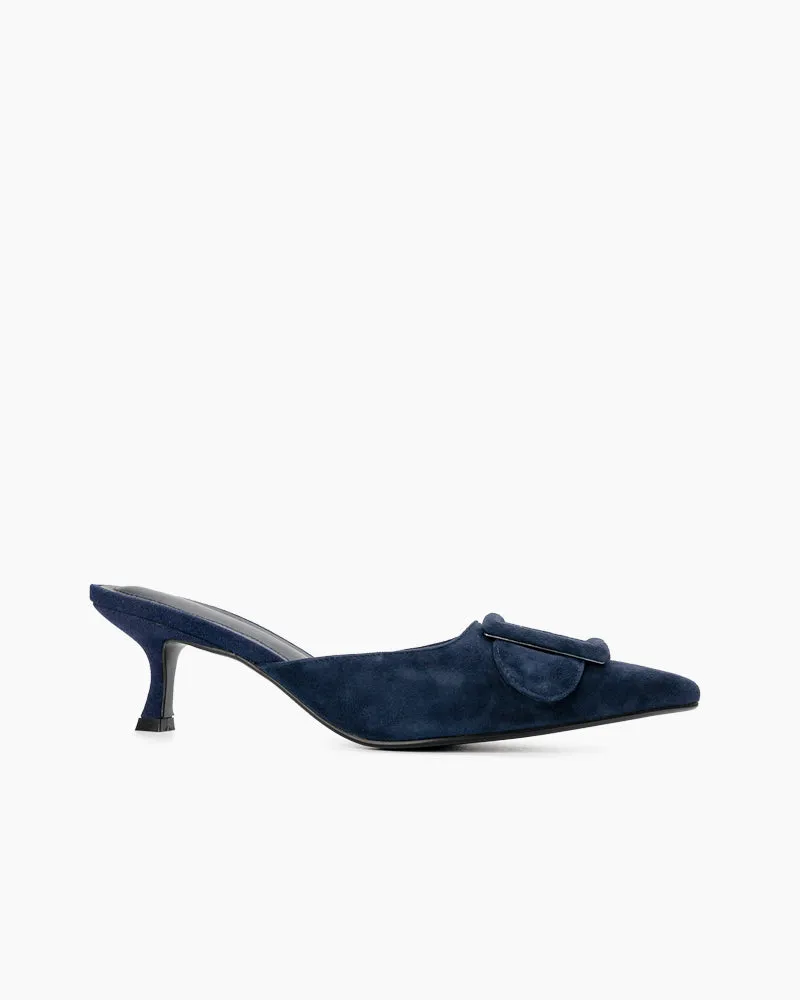 Pointed Toe Slides Low Heels Mule Kitten Heel Sandals