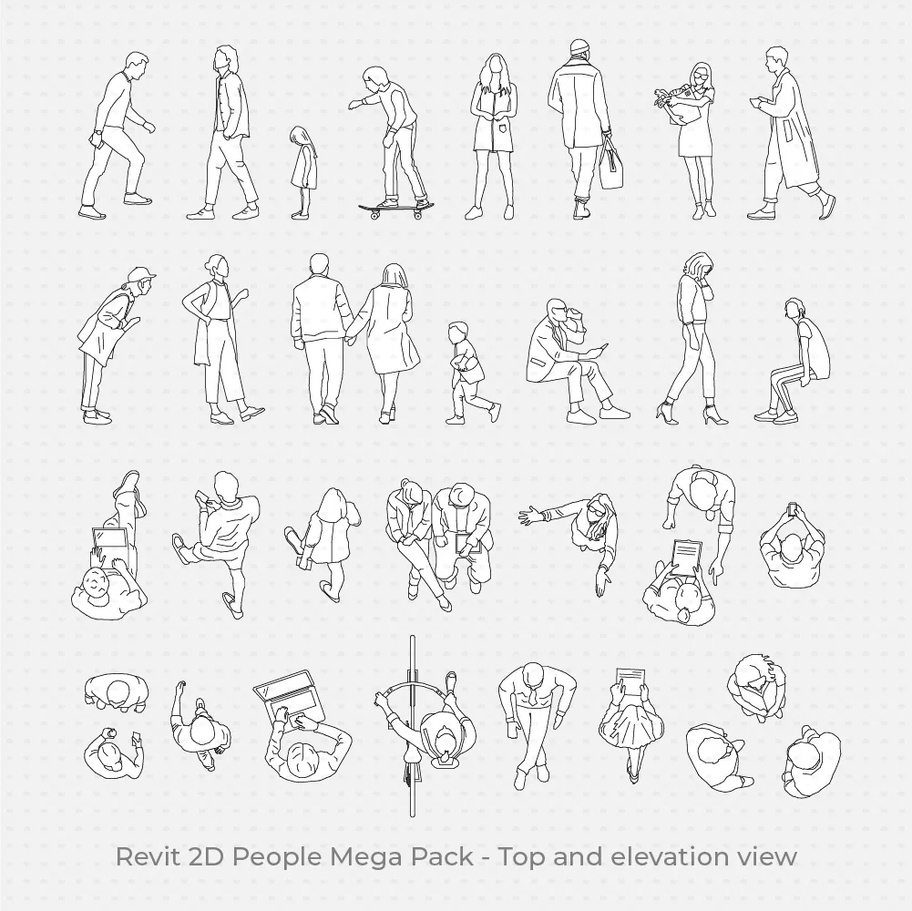 Revit 2D People Mega Pack (31 Figures)