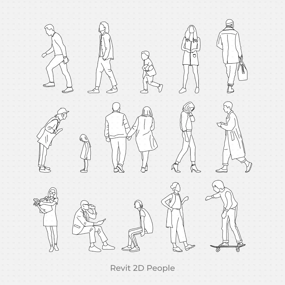 Revit 2D People Mega Pack (31 Figures)