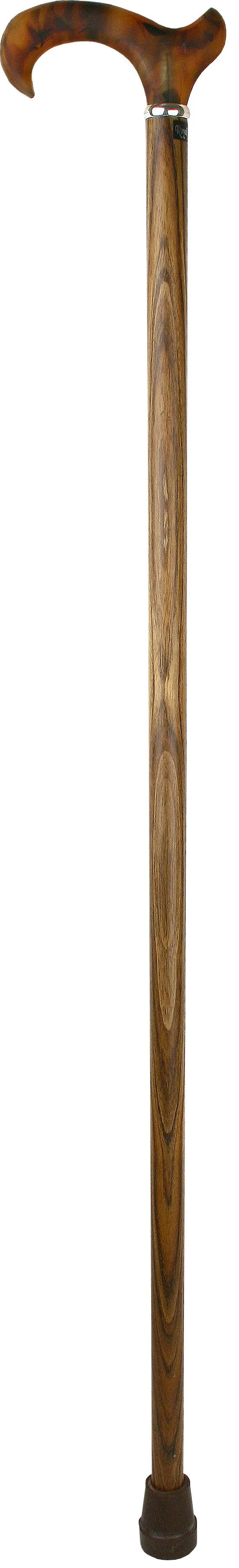 Scratch & Dent Faux Amber Derby Walking Cane With Genuine Ovangkol Shaft and Silver Collar V1519