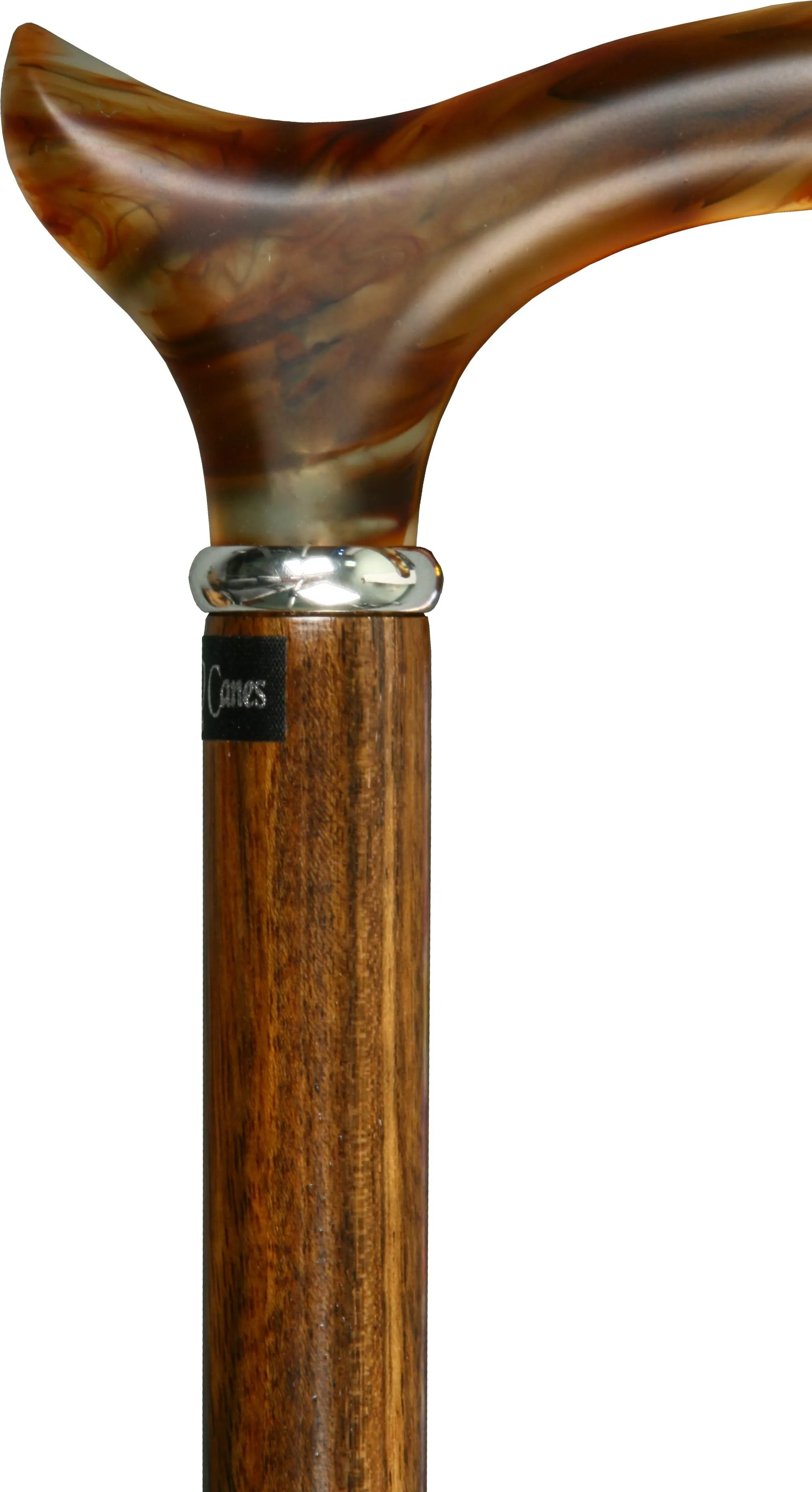 Scratch & Dent Faux Amber Derby Walking Cane With Genuine Ovangkol Shaft and Silver Collar V1519