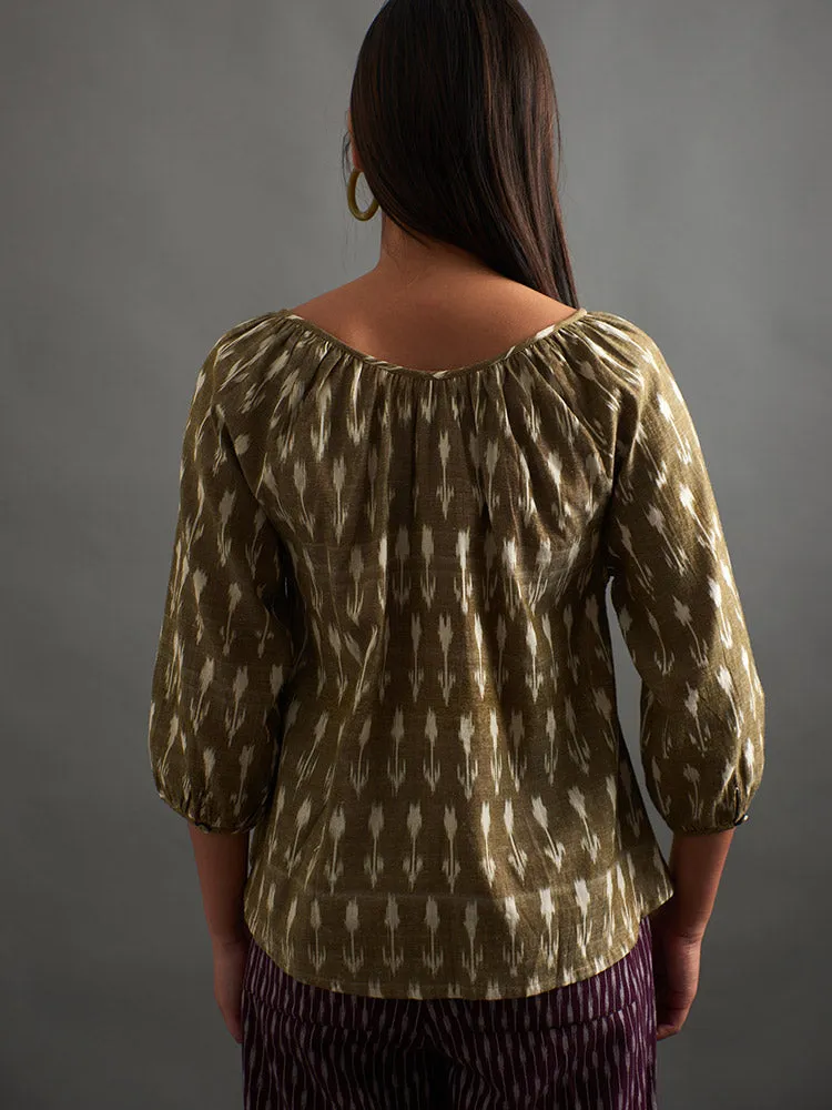 Tulum Tassel Top (Olive Ikat)