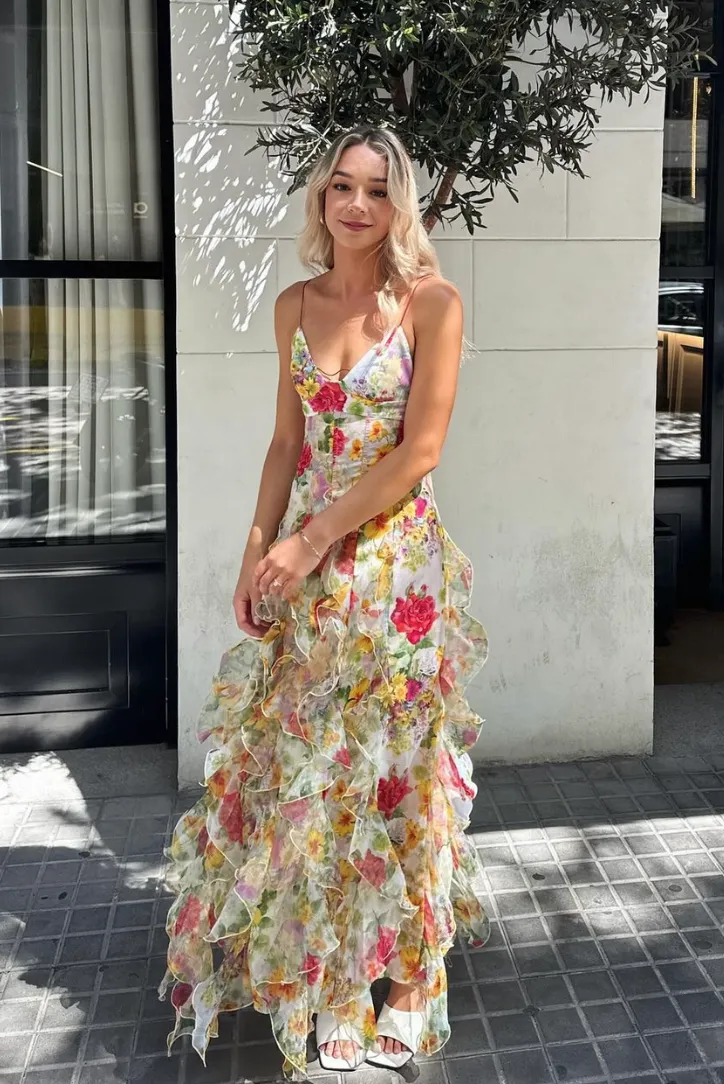 Vera ™ | Chiffon Floral Slit Maxi Dress