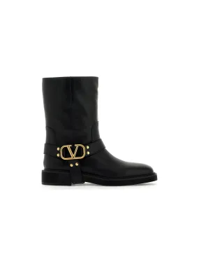 VLogo Signature Leather Biker Boots