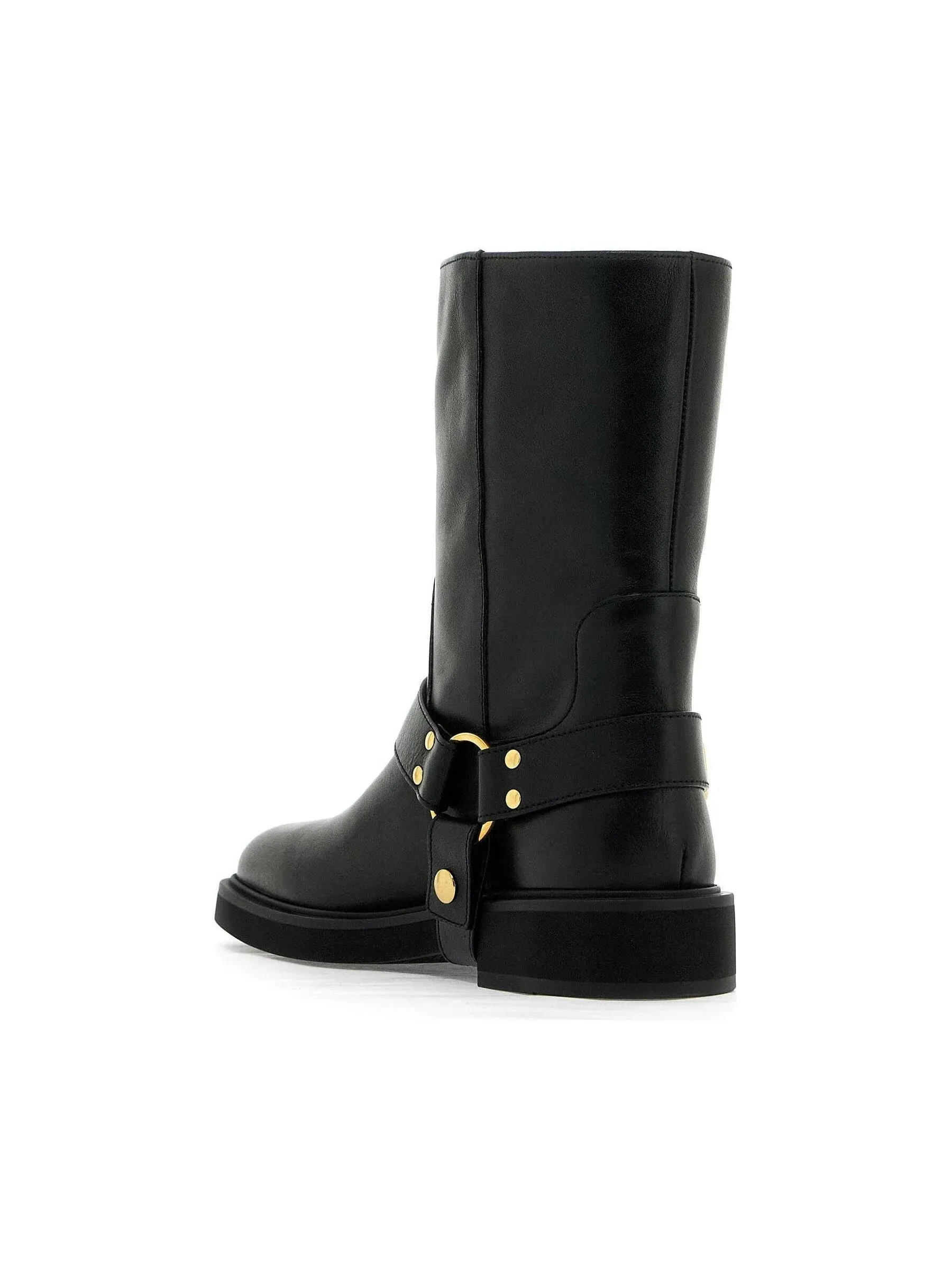 VLogo Signature Leather Biker Boots