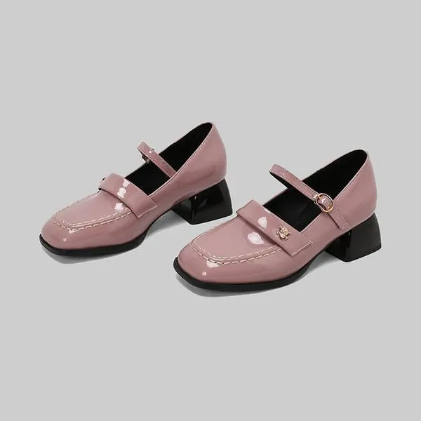Women's Retro Skull Decorated Block Heels Mary Jane 29902573S
