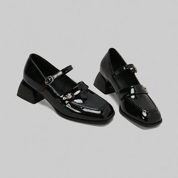 Women's Retro Skull Decorated Block Heels Mary Jane 29902573S