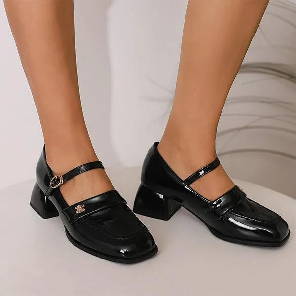 Women's Retro Skull Decorated Block Heels Mary Jane 29902573S