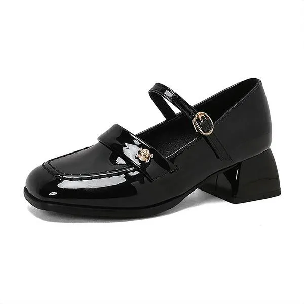 Women's Retro Skull Decorated Block Heels Mary Jane 29902573S