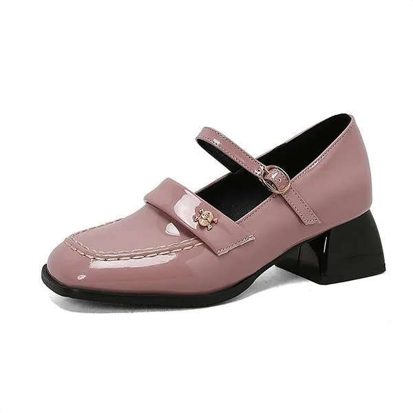 Women's Retro Skull Decorated Block Heels Mary Jane 29902573S
