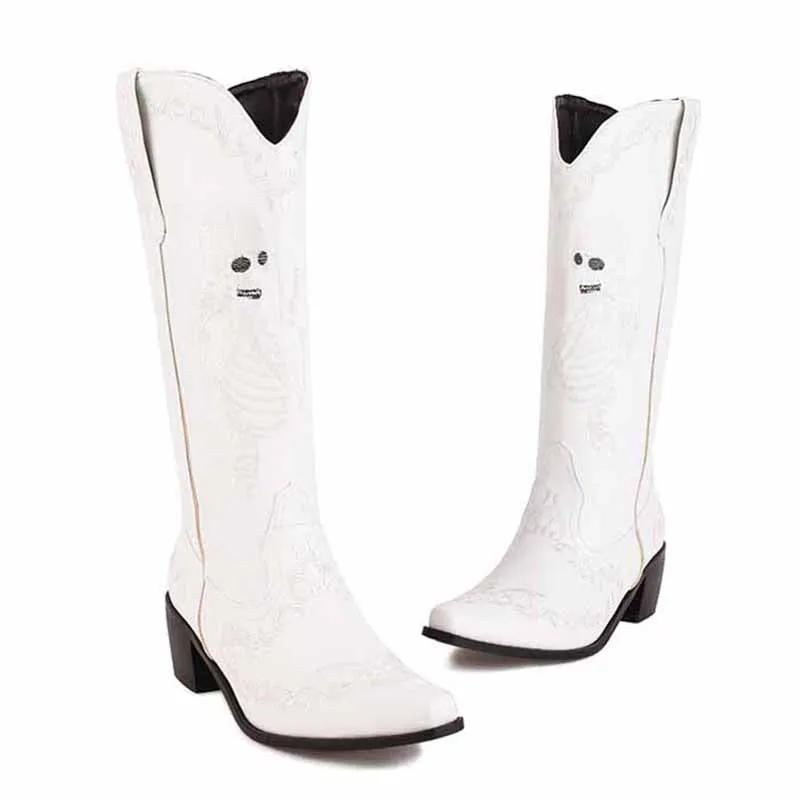 Women's Western Cowboy Boots Pull-on Mid Calf Cowgirl Boot